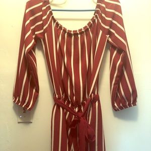 Red & White striped romper